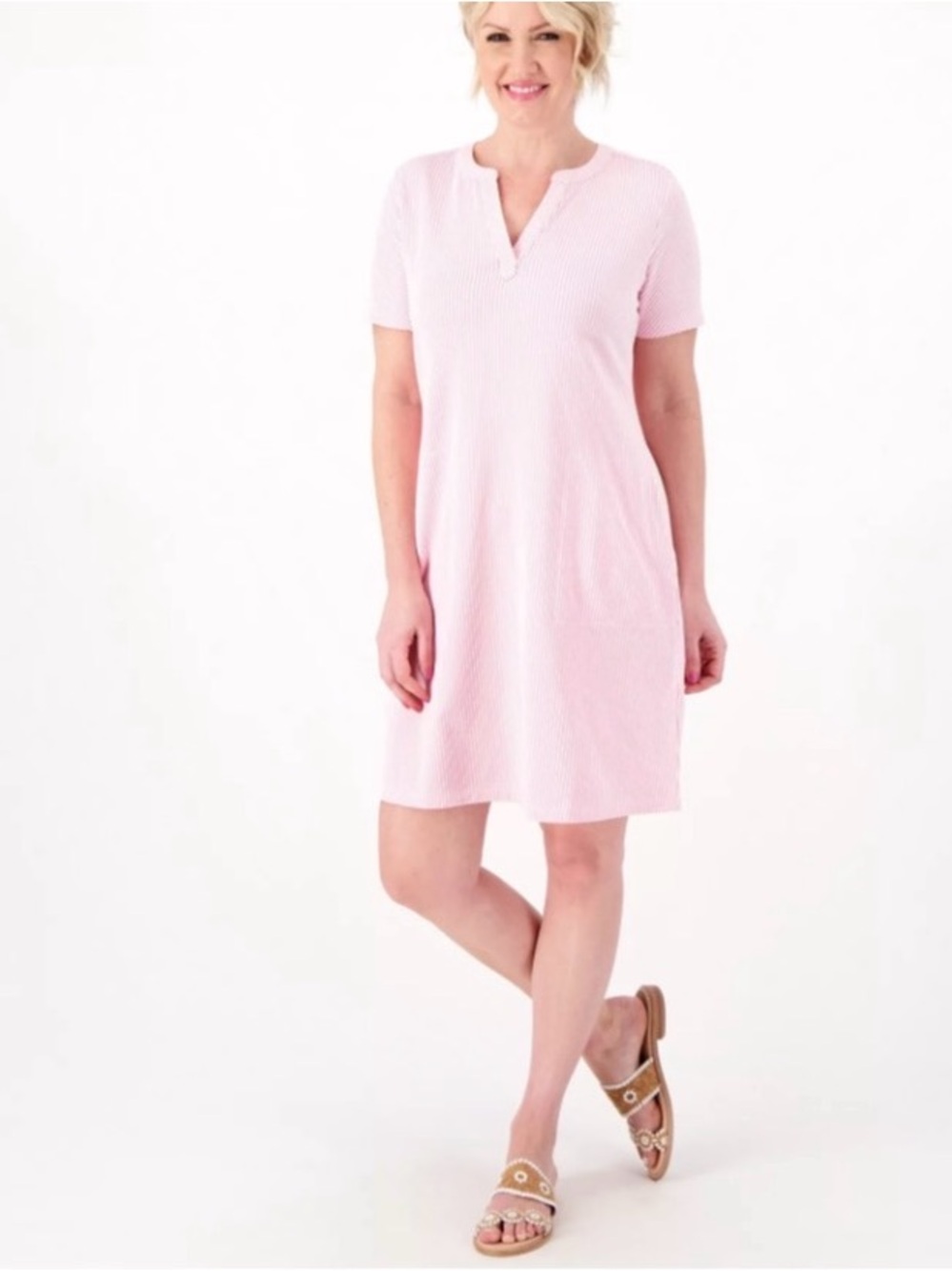 Isaac Mizrahi Pale Pink Short-Sleeve Dress